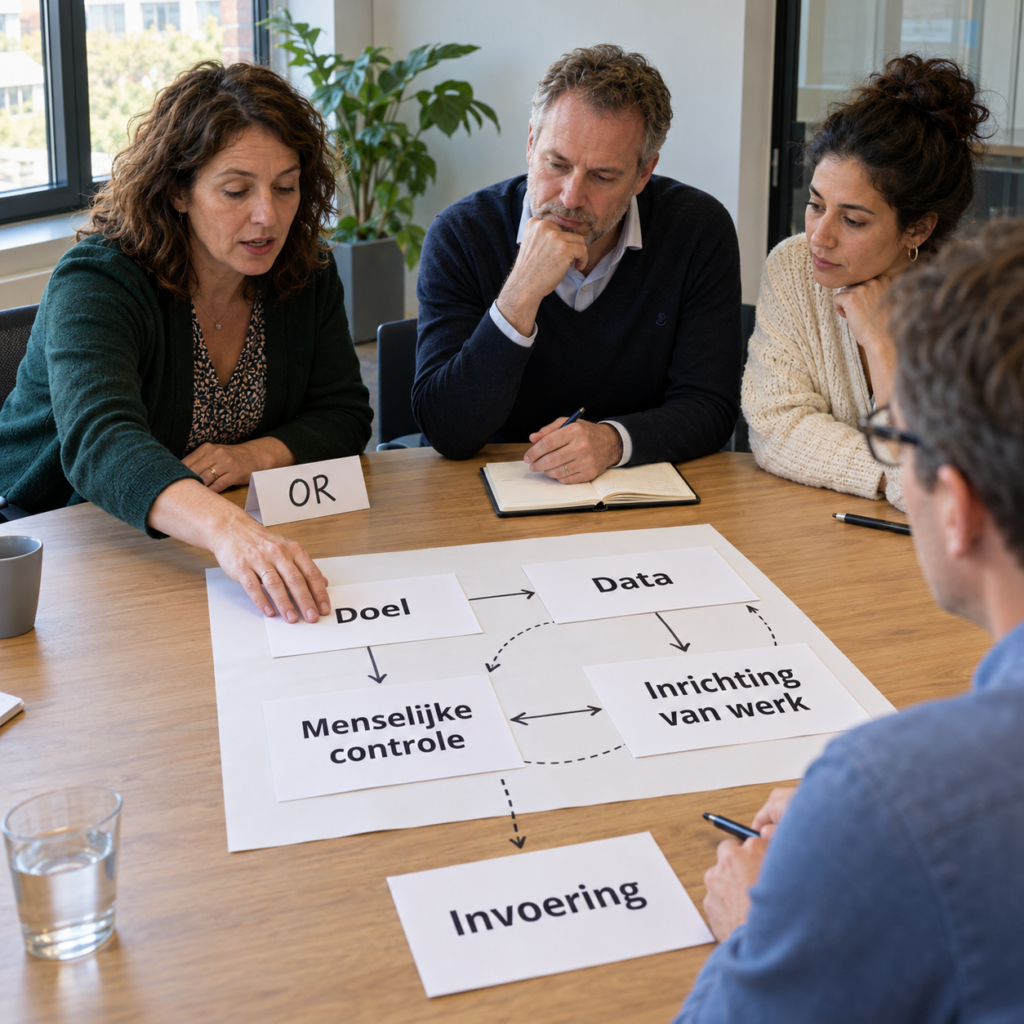 Ondernemingsraad overlegt vóór invoering van AI over doel, data, menselijke controle en inrichting van werk.